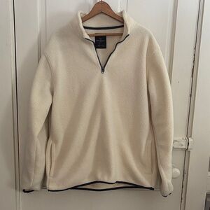 Unisex cream/ Off-White Fleece 3/4 Zip-Up pull over